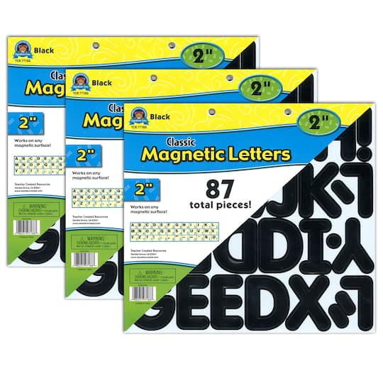 Teacher Created Resources® 2" Black Classic Magnetic Letters Set, 3ct.